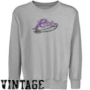 NCAA Mount Union Purple Raiders Youth Ash Distressed Logo Vintage Crew 