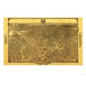 District of Columbia, Washington   Panoramic Map Giclee Poster Print 