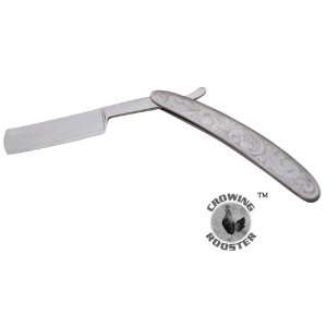 Crowing Rooster Straight Razor Shaver Polished Silver Handle Surgical 