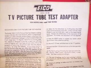 KK204 Eico Vintage Picture Tube Test Adapter CRA 110  