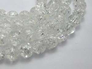 100 pcs Round White Crackle Glass Beads 8mm  