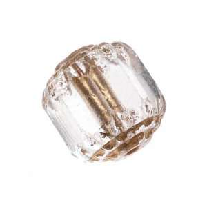  Czech Cathedral Glass Beads 10mm Crystal / Gold Ends (6 
