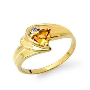  Genuine 0.41 ctw Citrine & Diamond Ring 10K Yellow Gold 