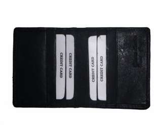 BLACK LEATHER Thin Window ID Credit Cards Wallet  
