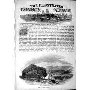  1844 VIEW ADEN RED SEA BOATS CLIFFS ANTIQUE PRINT