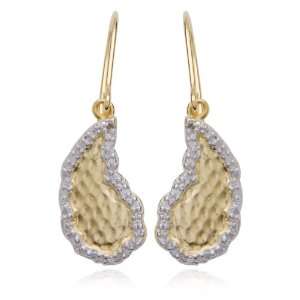 18k Yellow Gold Plated Sterling Silver Diamond Accent Textured Wire 
