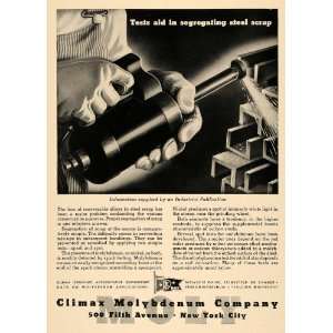  1944 Ad Climax Molybdenum Chromium Industrial Steel Scrap 