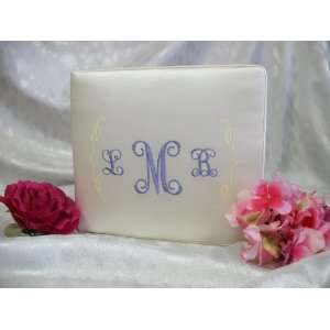  Custom Embroidered Monogram Guest Book