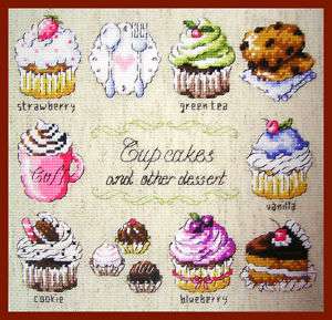 so65  Cup Cakes  lovely cross stitch pattern  