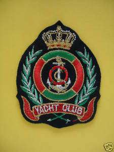 Iron On Applique Patch Nautical YACHT CLUB ANCHOR CROWN  
