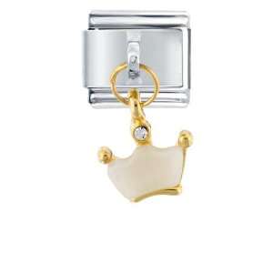  Golden Italian Charm Crown Stud Dangle Pugster Jewelry