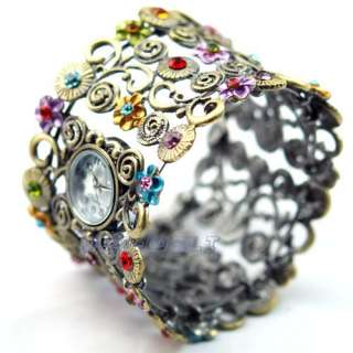 Lady Flower Crystal Quartz Watch Bracelet Bangle NEW  