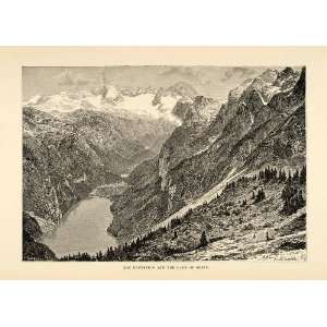  1882 Wood Engraving Hoher Dachstein Mountain Alps Gosau 