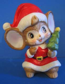 Homco #5405 Christmas Tree Santa Mouse Figurine Vtg  