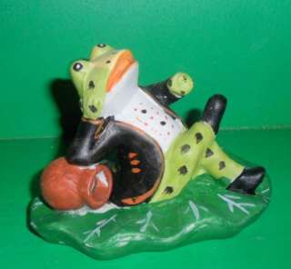 Frog Figurines Set of Three Bisque Frog Figurines Fish Stories Big 