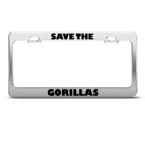  Save The Gorillas Animal Metal license plate frame Tag 