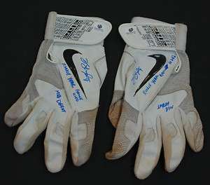   White Batting Gloves GAI CoA Signed Inscription Game Used Debut  