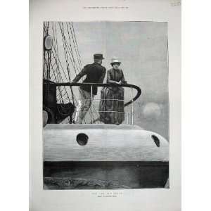  1888 Julius Price Fine Art Lady Man Ship Sea Romance