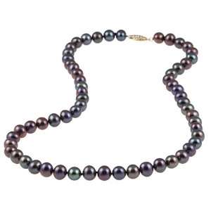  DaVonna Black Freshwater Pearl 18 inch Necklace (7 7.5 mm 