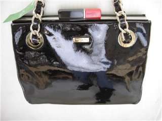 KATE SPADE Darcy Black Patent Leather Pastiche Shoulder Chain Bag NWT 
