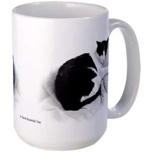  Sleeping Cat on a Blanket Pets Large Mug by  