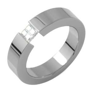  Samar   Fine Titanium Ring with Illusion Cut Tension Set 