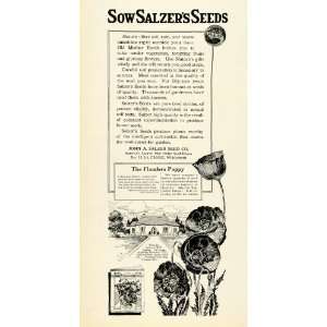  1920 Ad John A. Salzers Seeds Flanders Poppy Flowers 