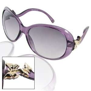  Allegra K Plastic Arms Clear Purple Full Rim Sunglasses 