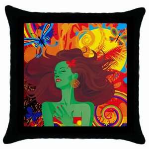 Colorful Model Black Throw Pillow Case