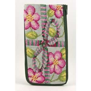  Eyeglass Case   Striped Ribbon Floral   Needlepoint Kit 