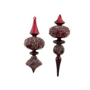  Pack of 12 Victorian Inspirations Red Glittered Finial 