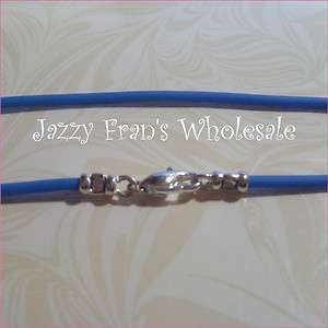 25 Turquoise Blue Rubber Bracelet Starter Solid Sterling Silver 2mm 