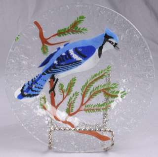 Anne C. Ross Pairpoint Fused Glass Floral & Bird Plates  