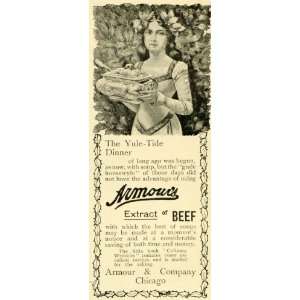 1897 Ad Armours Beef Extract Girl Holly Garland Holidays Cooking Meal 