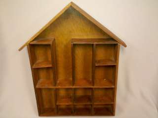 Wall Shelf for Miniatures   handmade wood house shaped display for 