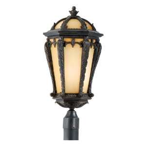   Post Lantern with Amber Scavo Glass Panels, Imperial Bronze Finish