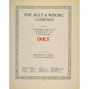  1913 Original Ad Ault & Wiborg Company Printing Inks 