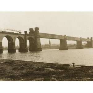  The Runcorn Railway Bridge over the River Mersey Stretched 