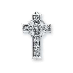 Small Celtic Cross w/18 Chain   Boxed St Sterling Silver Saint 