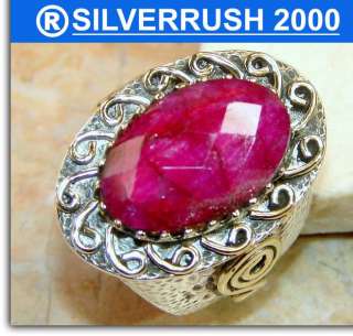 GALLANT RUBY .925 SILVER RING ; SIZE 8 1/2; the head of ring 3/4 
