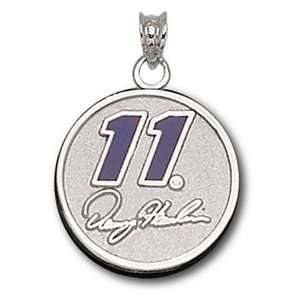   Silver Signature Enameled Denny Hamlin #11 Round NASCAR Pendant   3/4