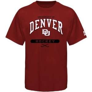  Russell Denver Pioneers Crimson Hockey T shirt Sports 