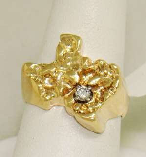 Diamond Texas Nugget Ring 14kt Gold Just in Time for the Houston Rodeo 