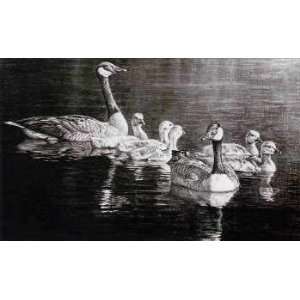  Robert Bateman   Canada Geese Family Stone Lithograph 
