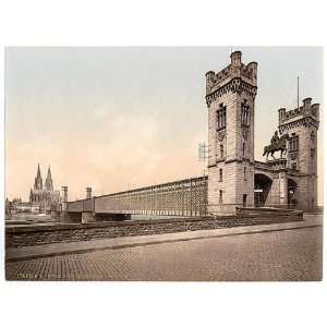 Photochrom Reprint of Eisenbahn Bridge, Cologne, the Rhine, Germany
