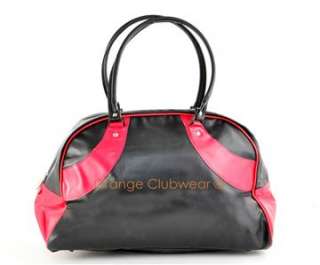 DEMONIA Womens Bowling Style Black & Red Handbag Purse