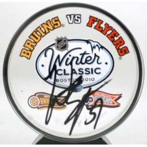  Patrice Bergeron Autographed Winter Classic Acrylic puck 