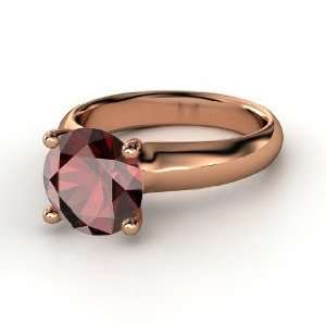  Bardot Ring, Round Red Garnet 14K Rose Gold Ring Jewelry