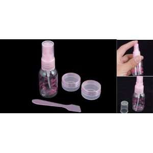    Pink Portable Cosmetic Cream Box + Spray Bottle + Spoon Beauty