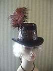 Victorian Style Derby Top Hat Black Burgundy Ostrich Feathers Riding 